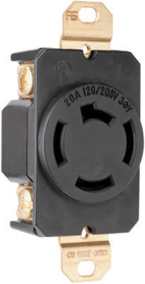 PASS & SEYMOUR 7410 LOCKING OUTLET, BLACK, NON-NEMA, 125/208