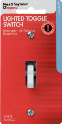 PASS & SEYMOUR 660WSLGCCC5 15A WHITE SINGLE-POLE LIGHTED TOGGLE QUI