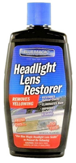 BLUE MAGIC 725-06 HEADLIGHT LENS RESTORER,8 OZ,BOTTLE,BLUE