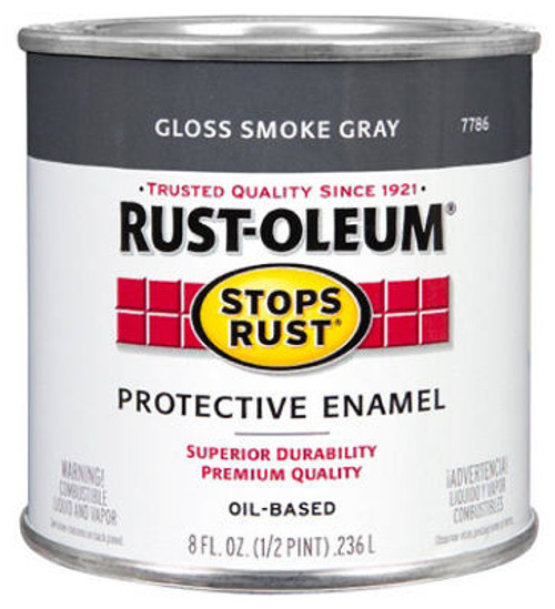 RUST-OLEUM 7786-730 STOPS RUST 1/2-PINT GLOSS SMOKE GRAY ENA RUST-OLEUM 7786-730 STOPS RUST 1/2-PINT GLOSS SMOKE GRAY ENA