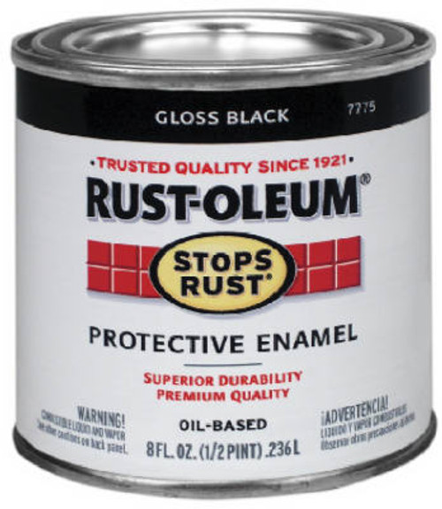 RUST-OLEUM 7779-730 STOPS RUST 1/2-PINT GLOSS BLACK ENAMEL RUST-OLEUM 7779-730 STOPS RUST 1/2-PINT GLOSS BLACK ENAMEL