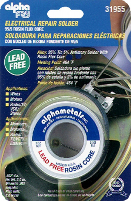 ALPHA ASSEMBLY SOLUTIONS INC AM31955 3-OZ., .062-DIAMETER LEAD-FREE ELECTRICA ALPHA ASSEMBLY SOLUTIONS INC AM31955 3-OZ., .062-DIAMETER LEAD-FREE ELECTRICA