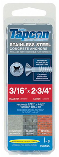 ITW GLOBAL BRANDS 26165 8PK 3/16X2.75 PH ANCHOR ITW GLOBAL BRANDS 26165 8PK 3/16X2.75 PH ANCHOR