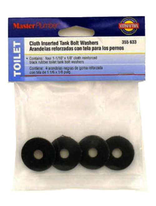 PLUMB SHOP DIV BRASSCRAFT 355633 TANK BOLT WASHERS, BLACK, RUBBER, 4-PK.