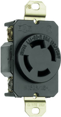 PASS & SEYMOUR L1430RCCV3 LOCKING OUTLET, BLACK,  NEMA L14-30R, 12