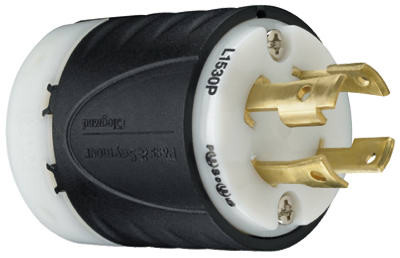 PASS & SEYMOUR L1530PCC LOCKING PLUG, 30-AMP, 250-VOLT, BLACK/WH