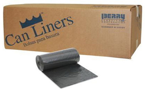 BERRY PLASTICS 625121 TRASH CAN LINERS, BLACK, 96-GAL., 50-CT.