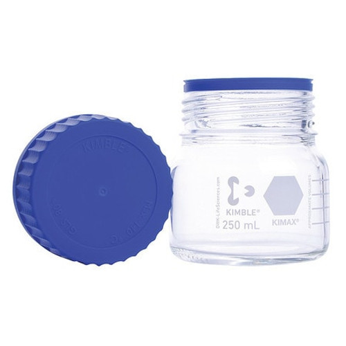 KIMBLE GLS 80 14394-0250 BOTTLE 8 OZ CAP. WIDE MOUTH ROUND PK4