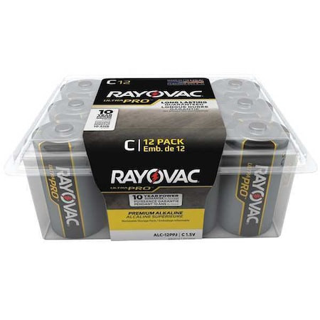 GRAINGER GLOBAL SOURCING ALC-12PPJ BATTERY,ALKALINE,C,EVERYDAY,PK12