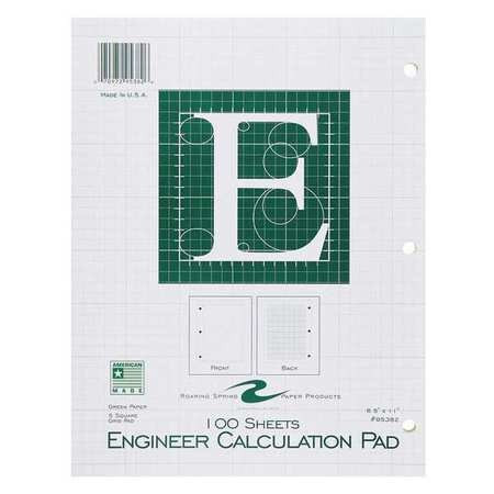 ROARING SPRING PAPER PRODUCTS 95382 PAD,ENGINEER,GREEN,100