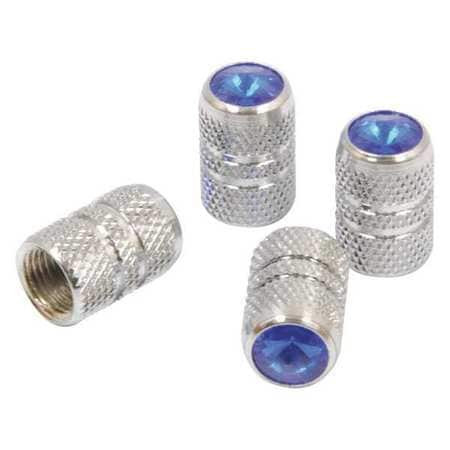 ROADPRO RPCRVC4B VALVE CAPS W/BLUE COLORED TIP CHROME