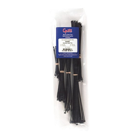 GROTE 83-6507 STANDARD CABLE TIE ASSORT BLACK PK125