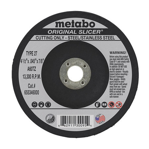 METABO 655346000 CUTTING WHEEL T27 A60TZ 4.5 X0.045 X7/8 