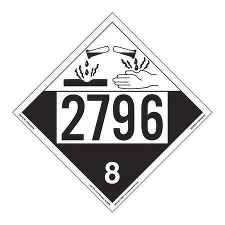 LABELMASTER ZEZ42796 CORROSIVE PLACARD,UN 2796,PK25