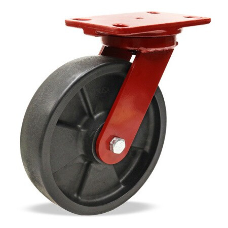 HAMILTON S-HSK-8HNY STANDARD PLATE CASTER,RED WHEEL