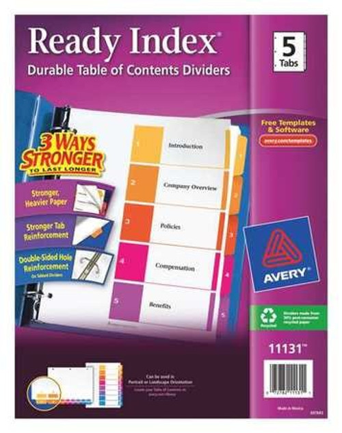 AVERY 7278211131 BINDER DIVIDER PREPRINTEDTABS MULTICOLOR