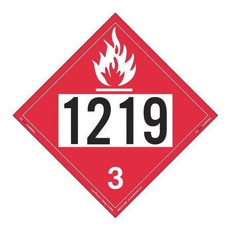 LABELMASTER ZT2-1219 FLAMMABLE LIQUID PLACARD 1219 PK25