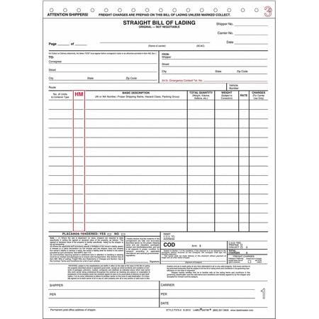 LABELMASTER F375-3 STRAIGHT BILL OF LADING FORM 3PT PK100