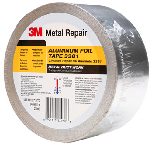 3M 3381 ALUMINUM FOIL TAPE, SILVER, 1.88-IN. X 5