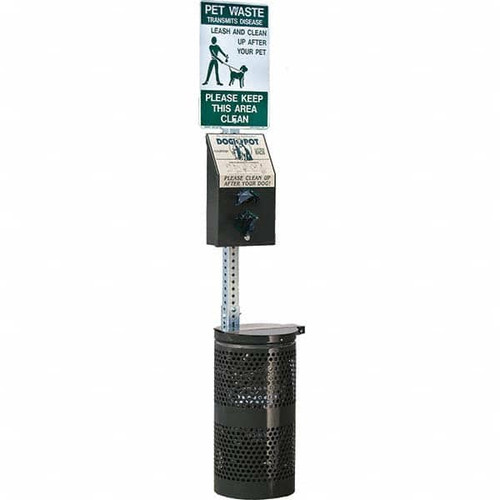 DOGIPOT 1003-BLK-L POLE MOUNTED PET WASTE STATION BLACK