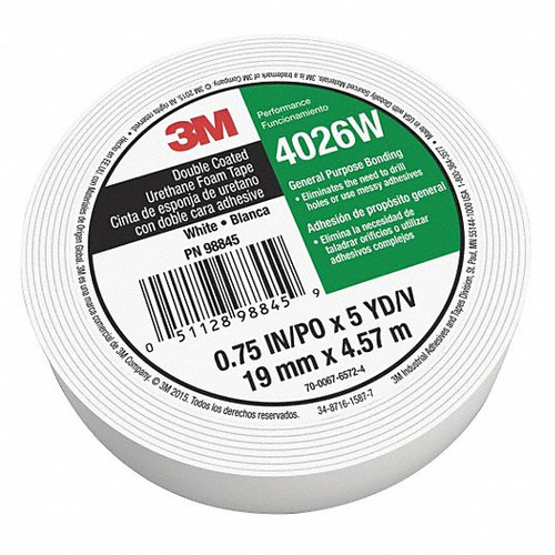 3M 4026-48YF83 FOAM TAPE WHITE 5 YD. L X 3/4 IN W