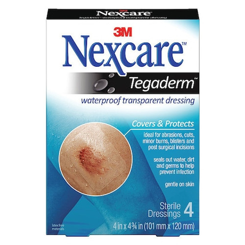 NEXCARE H1626 WATERPROOF DRESSING,4 X 4.75",PK12