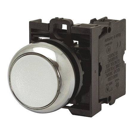 EATON M22-DL-W-K11-230W ILL MOM PB SIL-BZL FLSH WHT 12-30VAC/DC