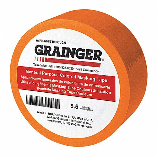 GRAINGER GLOBAL SOURCING TC602-Orange-49Z299 MASKING TAPE PAPER ORANGE 1/4 PK144