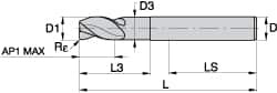 KENNAMETAL 2445707 0.236" DIAM 3 FLUTE SOLID CARBIDE CORNER