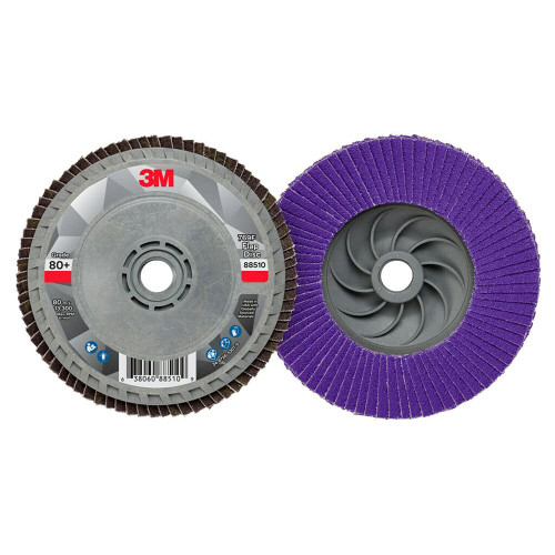 3M 7100243876 FLAP DISC,TYPE 27,4-1/2" DIA.,80 GRIT