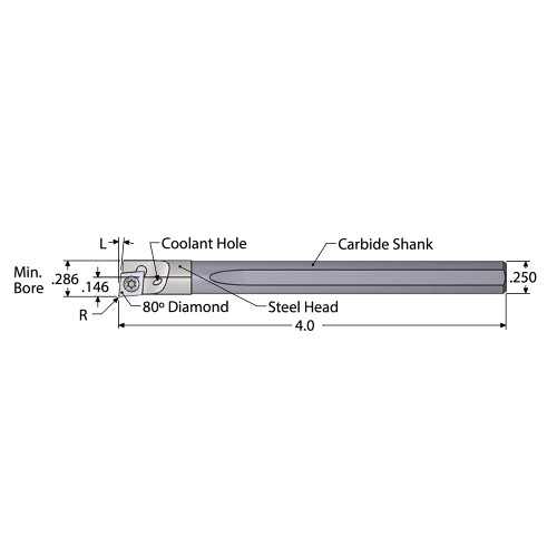 SCIENTIFIC CUTTING TOOLS ADBC250R0R 0.286" MIN BORE, RIGHT HAND ADBC INDEXAB SCIENTIFIC CUTTING TOOLS ADBC250R0R 0.286" MIN BORE, RIGHT HAND ADBC INDEXAB