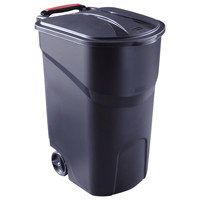 RUBBERMAID COMMERCIAL PRODUCTS FG5J8124BLA TRASH CAN RN WHLD REFSE 45GAL
