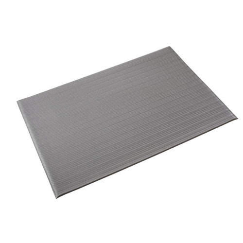 CROWN MATS T6 W312GY ANTIFATIGUE RIBBED MAT,3FT.X12FT.,GRAY