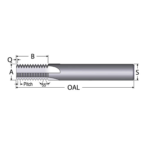 SCIENTIFIC CUTTING TOOLS TM245-28BSPP 1/8-28 THREAD, 1/4" SHANK DIAM, BRIGHT C