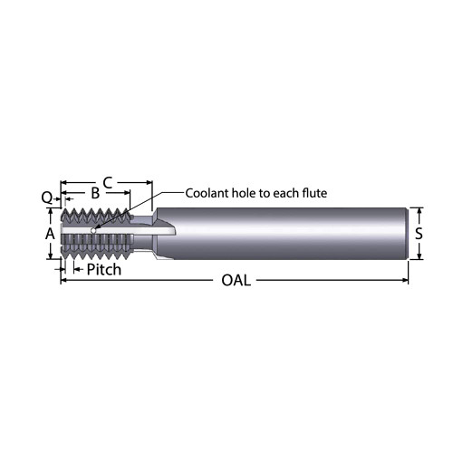 SCIENTIFIC CUTTING TOOLS TMC24-1.5MM M24X1.50 THREAD, 3/4" SHANK DIAM, BRIGHT