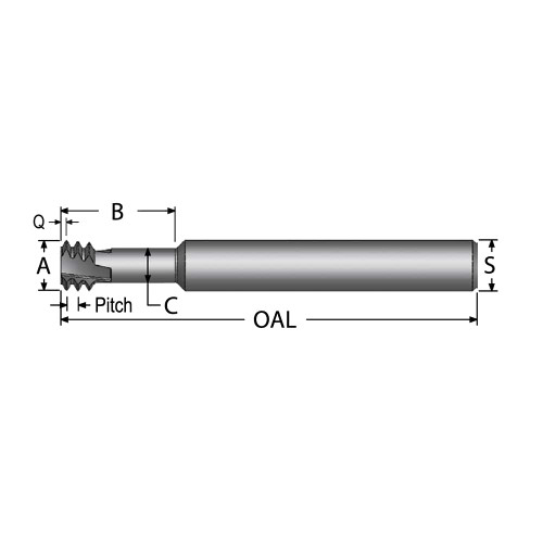 SCIENTIFIC CUTTING TOOLS TMLR285-16 HELICAL FLUTE THREAD MILL: 3/8-16, INTER
