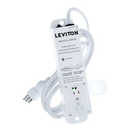 LEVITON 5302M-1N7 OUTLET STRIP,15 A,7 FT CORD L,2 OUTLETS