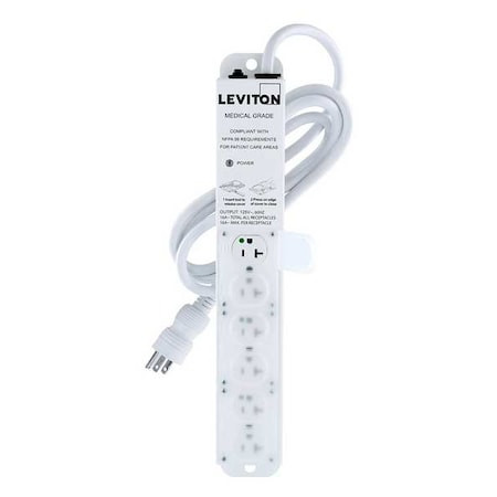 LEVITON 5306M-2N7 OUTLET STRIP,20 A,7 FT CORD L,6 OUTLETS