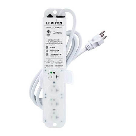 LEVITON 53C4M-2S7 OUTLET STRIP,20 A,7 FT CORD L,4 OUTLETS