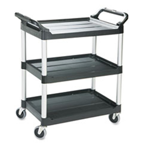 RUBBERMAID COMMERCIAL PRODUCTS 3424-88 BLA ECONOMY PLASTIC CART, THREE-SHELF, 18-5/