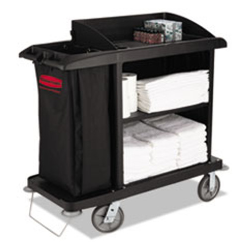RUBBERMAID COMMERCIAL PRODUCTS 6190 BLA MULTI-SHELF CLEANING CART, THREE-SHELF, 