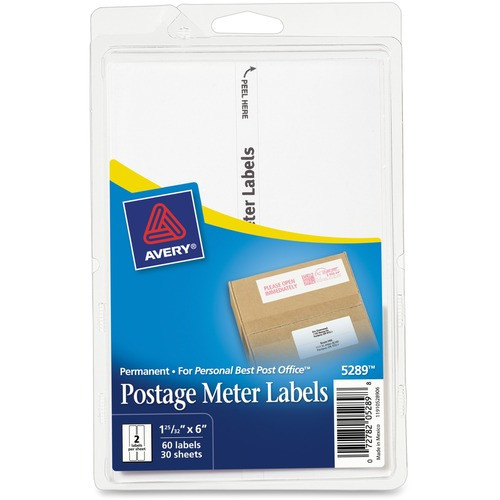 AVERY 05289 POSTAGE METER LABELS, 1-3/16"X6", 60/PK