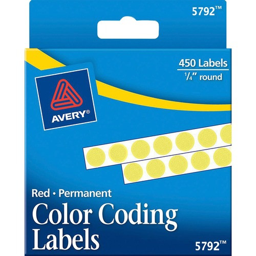 AVERY 05792 PERMANENT ROUND LABELS, 1/4",YELLOW AVERY 05792 PERMANENT ROUND LABELS, 1/4",YELLOW