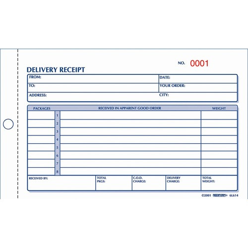REDIFORM 6L614 DELIVERY RECEIPT BOOK,50 SETS/BOOK