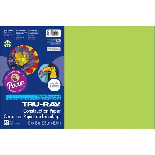 PACON CORPORATION 103425 CONSTRUCTION PAPER, 76LB, BRIGHT LIME