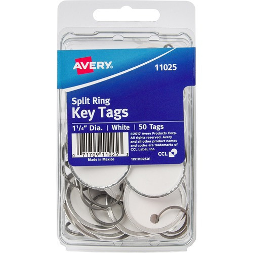 AVERY 11025 KEY TAG, W/ METAL RIM, 1-1/4", 50/PK