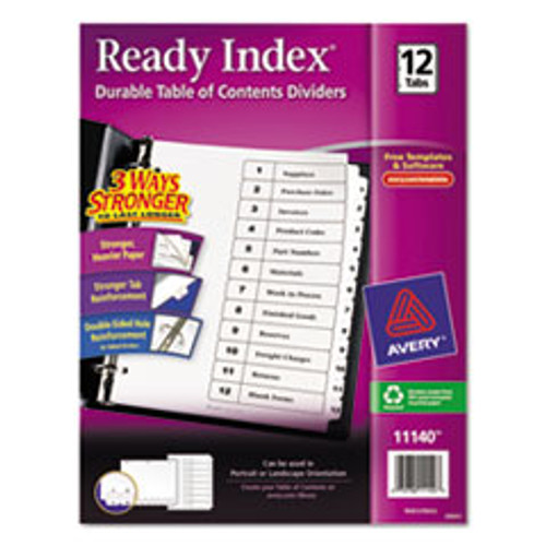 AVERY 11140 INDEX DIVIDERS, CLASSIC, 1-12 TAB, 1/ST