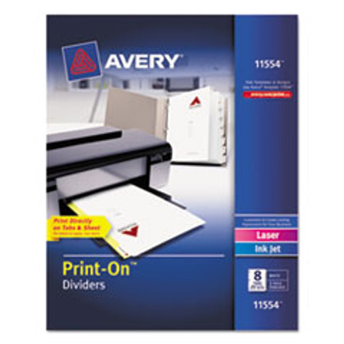 AVERY 11554 DIVIDER, PRINT-ON , 8TB/25ST