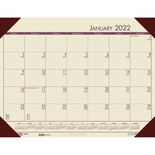 HOUSE OF DOOLITTLE 12443 DESK PAD,12 MONTH, JAN DEC, 22"X17",TAN