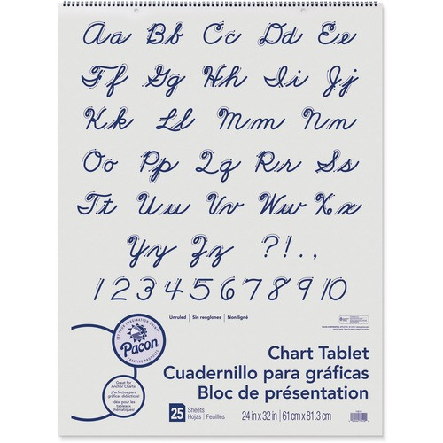 PACON CORPORATION 74510 CHART TABLETS,WHITE,25 SHEETS/PAD